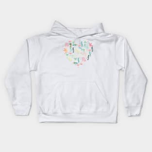 Heart with watercolor marine motifs Kids Hoodie